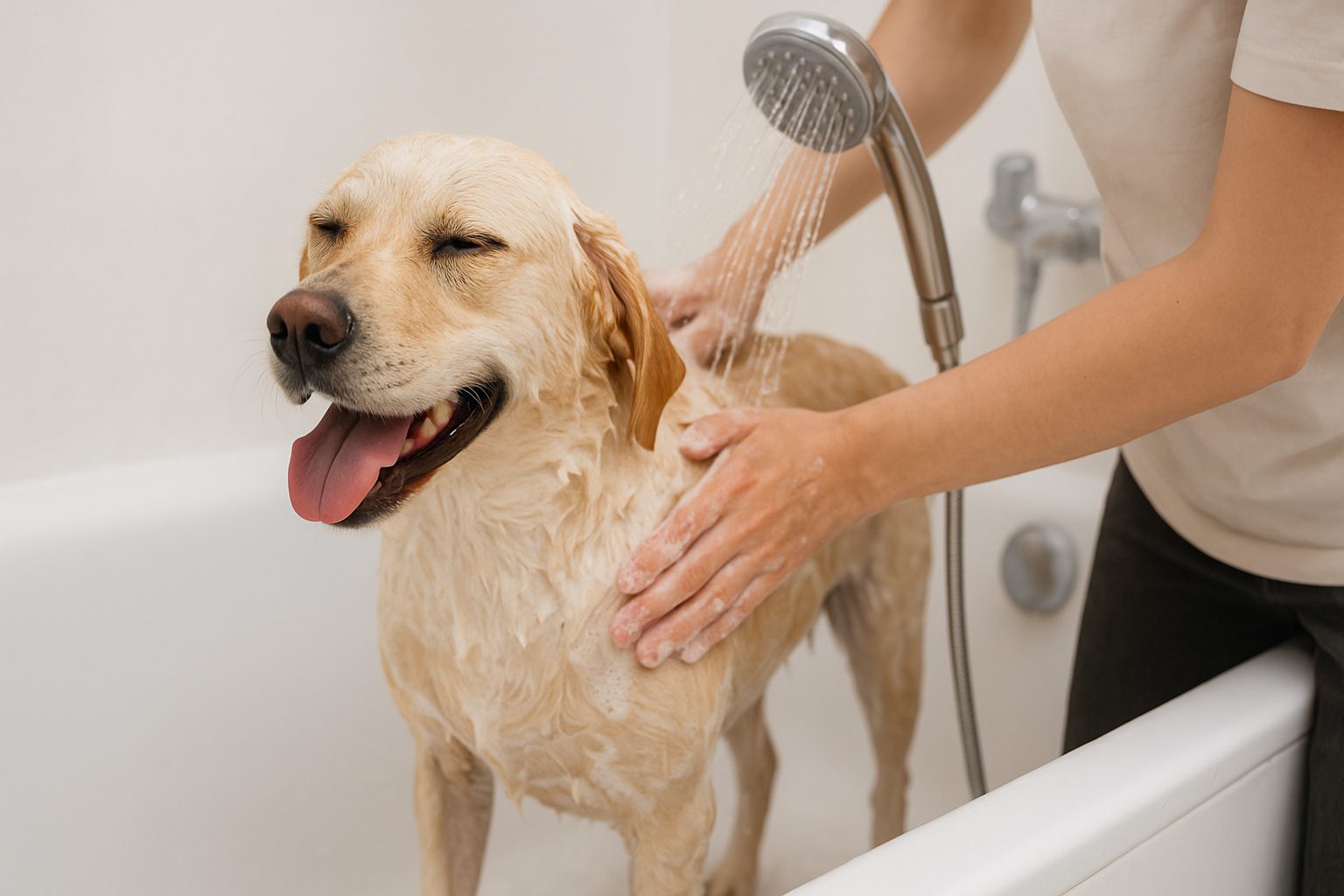 how to bathe a dog safely